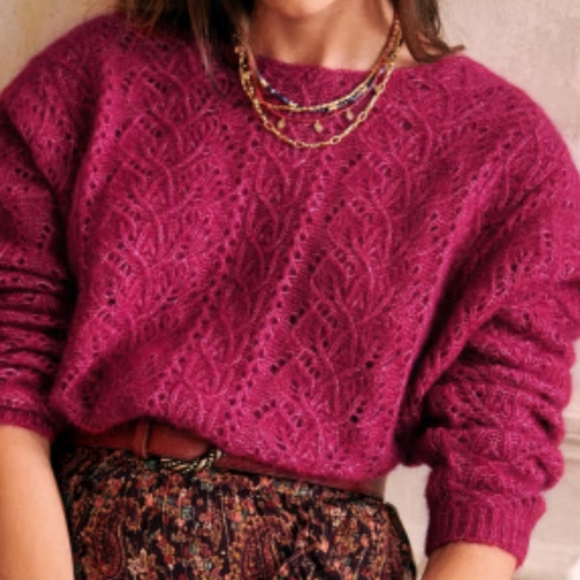 NWT Sezane Gilet Lison - Framboise jumper sweater low back with buttons - Picture 3 of 12